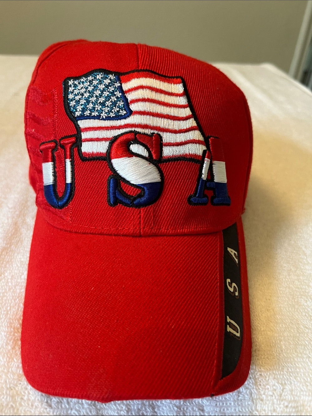 USA Embroidered Red Baseball Cap